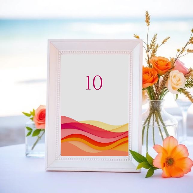 Sunset Color Waves Modern Wedding Tischnummer (Sunset Color Waves Modern Wedding Table Number )