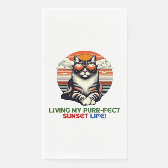 Sunset Cool Cat Serviette (Vorderseite)