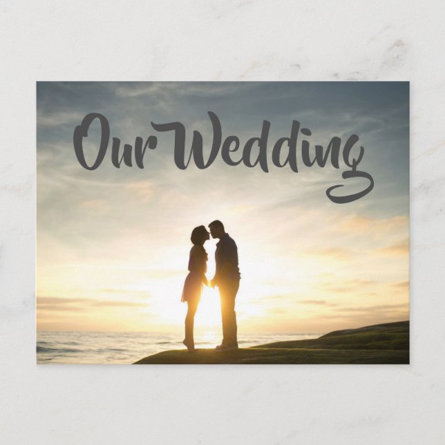Sunset Couple Custom Text Wedding Einladungen (Vorderseite)