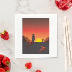 Sunset Cowboy Paper Napkins Serviette