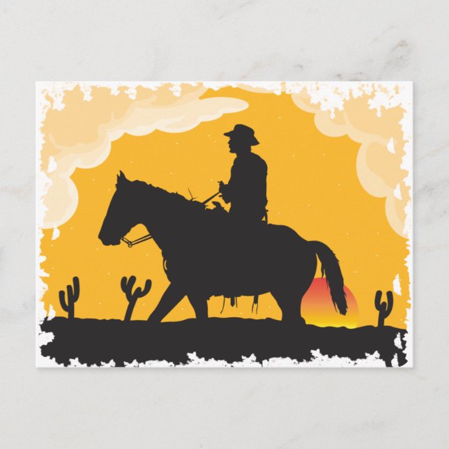 Sunset Cowboy Postkarte (Vorderseite)