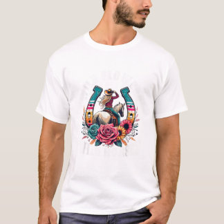 Sunset Cowgirl Reiten Pferd Wilde Blume Wild Hors T-Shirt
