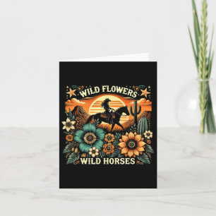 Sunset Cowgirl Riding Horse Wilde Blume - Wild Ho Karte