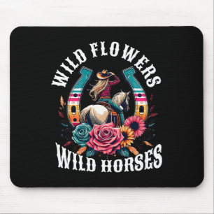 Sunset Cowgirl Riding Horse Wilde Blume - Wild Ho Mousepad
