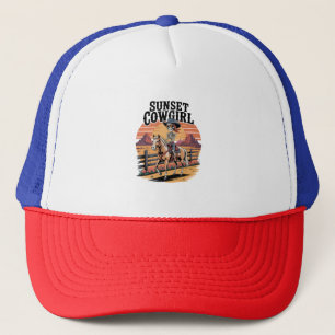 Sunset Cowgirl Skeleton Reiten Truckerkappe