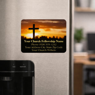 Sunset Cross2 Church Pasta Business Cards Magnet
