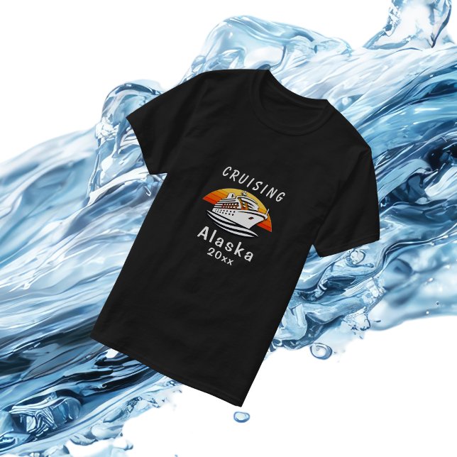  Sunset Cruising Alaska Black Personalize T-Shirt (Von Creator hochgeladen)