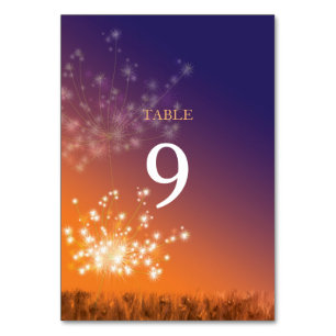 Sunset Dandelions Ombre Wedding Tischnummer