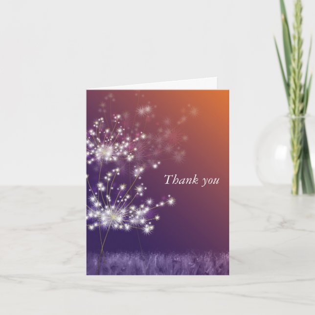 Sunset Dandelions Wedding Danke (Vorderseite)