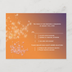 Sunset Dandelions Wedding Menu Choice RSVP