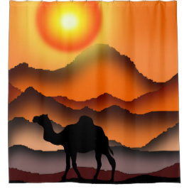 Sunset Desert Camel Douche rideau