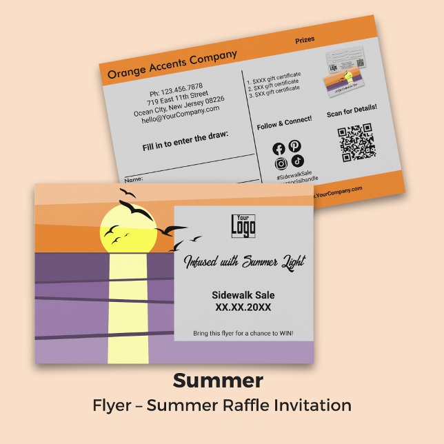 Sunset Design ・ Dualseitiger Sommer ・ Raffle Promo Flyer (Sunset Design · Dual-Sided Summer · Raffle Promo Flyer)