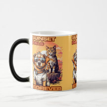 Sunset Dog & Cat Stilvoll Zeichnend