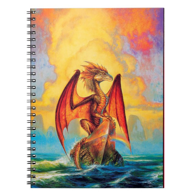 Sunset Dragon Fantasy Art Notebook - verzaubert Notizblock (Vorderseite)