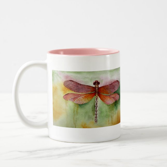 Sunset Dragonfly Zweifarbige Tasse (Links)