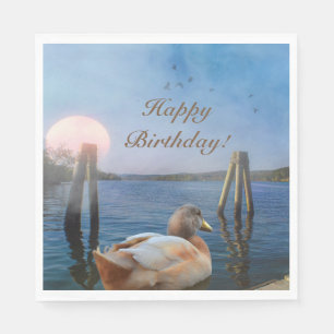 Sunset Duck Happy Birthday Serviette