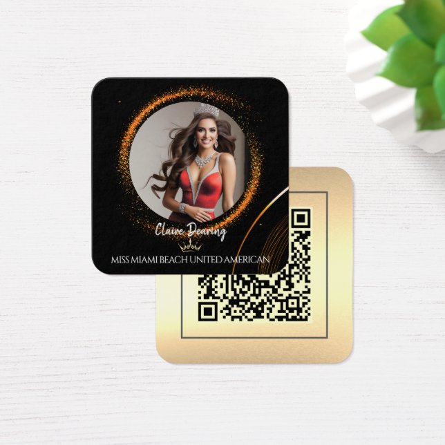 Sunset Dust QR Code Photo Profile Card (Schreibtisch)