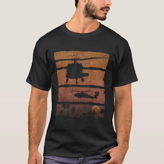 Sunset Dustoff Ähm-60 Blackhawk Medevac Helicopter T-Shirt (Vorderseite)