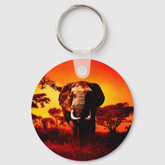 Sunset Elephant Schlüsselanhänger (Vorderseite)