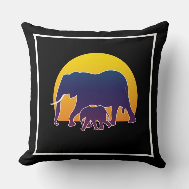 Sunset Elephants Kissen (Vorderseite)