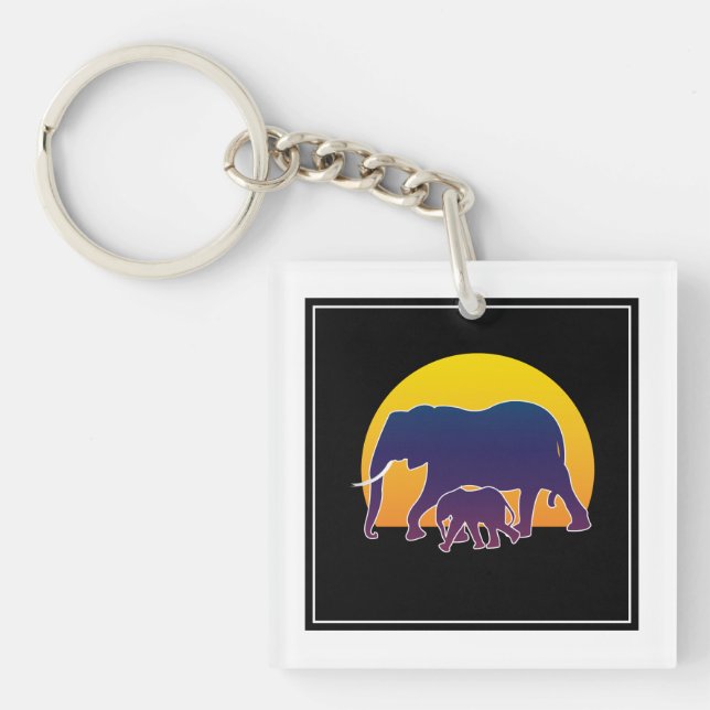 Sunset Elephants Schlüsselanhänger (Vorderseite)