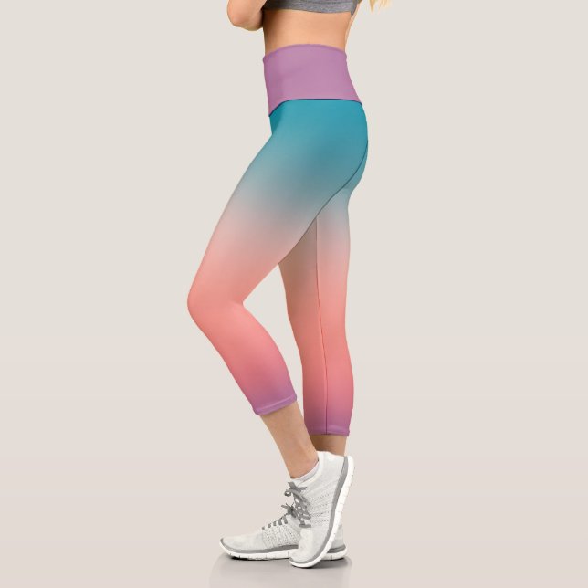 Sunset Fade Pastel Capri Leggings (Links)