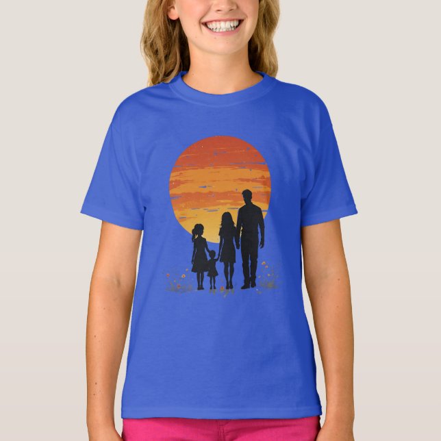 Sunset Family Silhouette T - Shirt (Vorderseite)