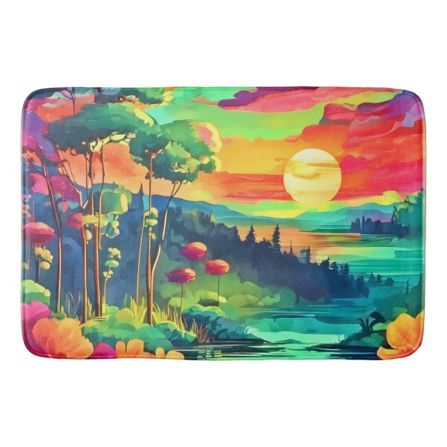 Sunset Fantasy Landschaft Badematte (Vorderseite)