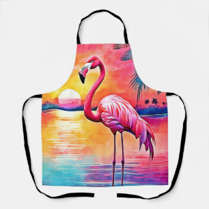 Sunset Flamingo Art Design Schürze