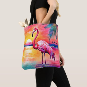 Sunset Flamingo Art Design Tasche