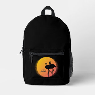Sunset Flamingos Persönlich mit Namen Bedruckter Rucksack