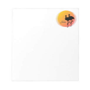 Sunset Flamingos Persönlich mit Namen Notizblock