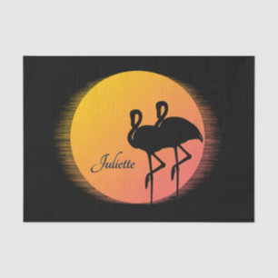 Sunset Flamingos Persönlich mit Namen Seidenpapier