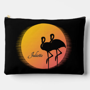 Sunset Flamingos Persönlich mit Namen Zubehörtasche