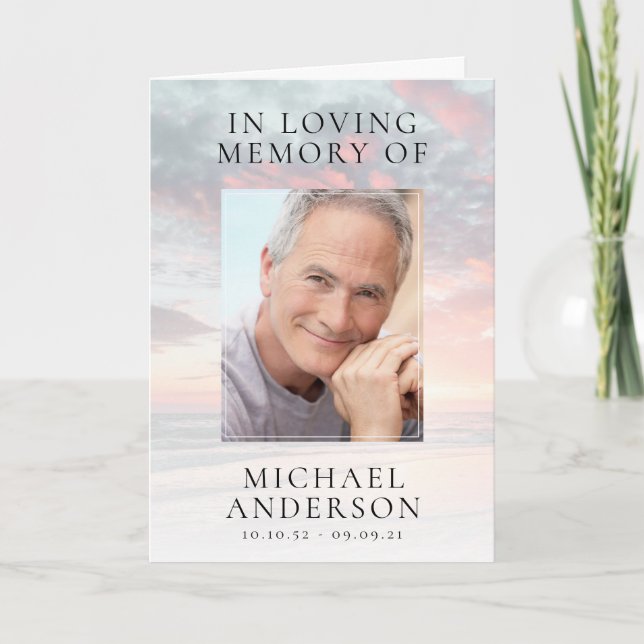 Sunset Foto Beileid Beerdigung Dankeskarte (Vorderseite)