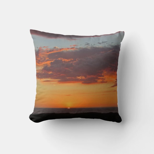 Sunset Foto Bright Orange Abend Sky Ocean Kissen (Vorderseite)