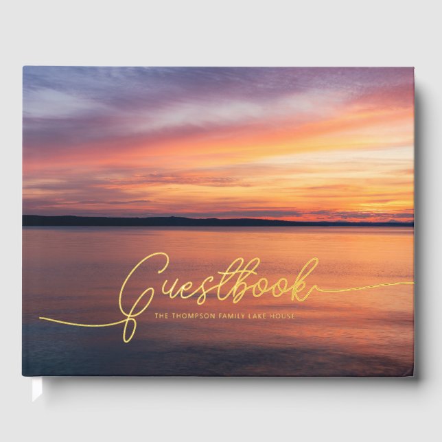 Sunset Foto Custom Lake House oder Ferienwohnung Gästebuch (Vorderseite)