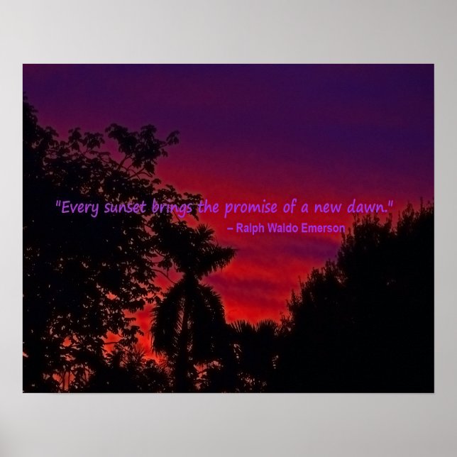 Sunset Foto mit Ralph Waldo Emerson Zitat Poster (Vorne)