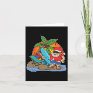 Sunset Funny Santa Claus Surfer Hawaiian Weihnacht Karte