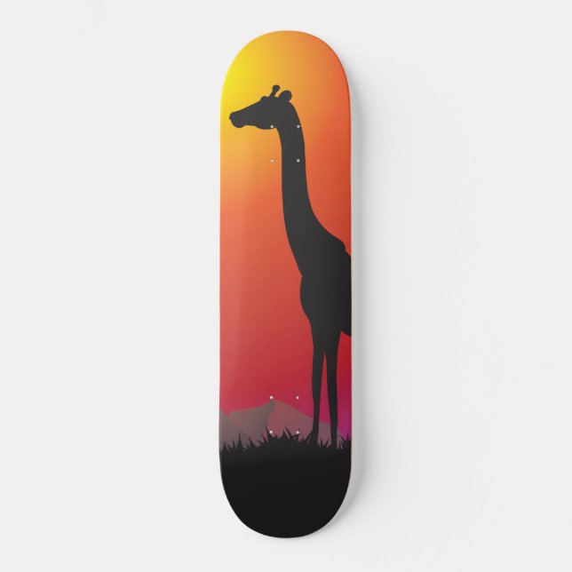 Sunset Giraffe Themed Skateboard (Vorderseite)