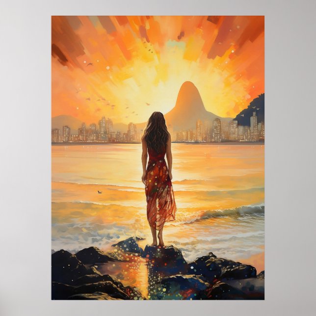 Sunset Girl, Rio de Janeiro, Frau, Romantik Poster (Vorne)