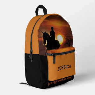 Sunset Girl Who Liebe Horns Personalisierter Name Bedruckter Rucksack
