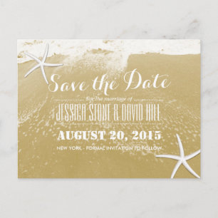 Sunset Gold Beach & Starfish Save the Date Ankündigungspostkarte