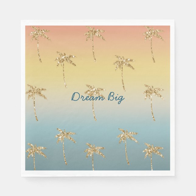 Sunset Gold Glitzer Palm Trees Serviette (Vorderseite)