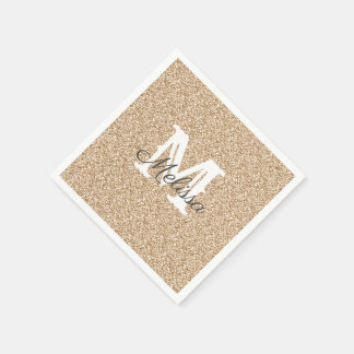 Sunset Gold Glitzer & Sparkle Monogram Napkin Serviette