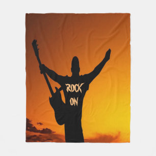 Sunset Guitar Man Silhouette Fleecedecke