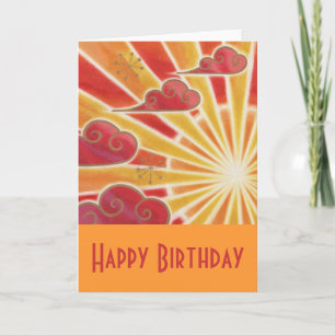 Sunset 'Happy Birthday' Karte orange