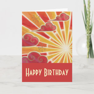 Sunset 'Happy Birthday' Karte rot