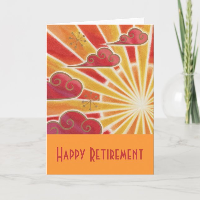 Sunset 'Happy Retirement' Karte orange (Vorderseite)
