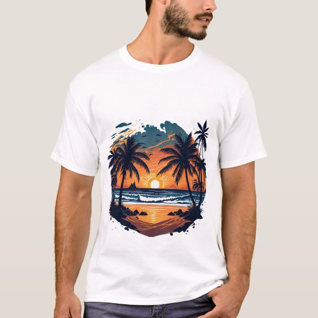 Sunset Hawaii Beach T-Shirt (Vorderseite)